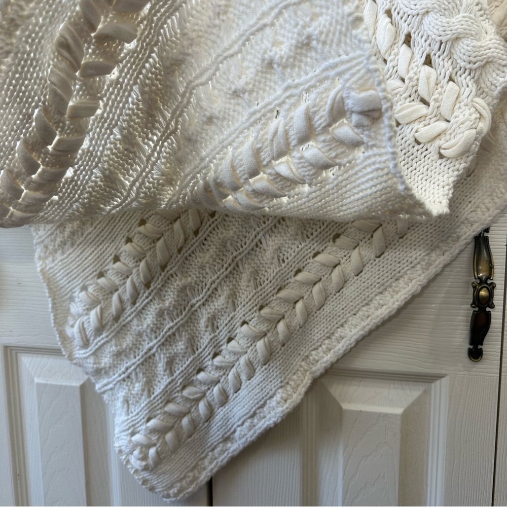 Anthropologie Asymmetrical Poncho Sweater Turtleneck Cable Knit Womens Size M - Picture 8 of 12